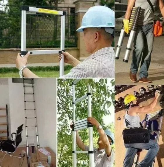 Складана телескопічна драбина LN-2,7 2,7 м • Універсальна драбина-стрем’янка для дому, дачі, ремонту, монтажу та господарських робіт | Зображення 4