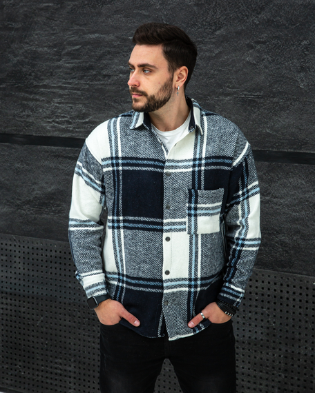 Рубашка байка Топ бело-темносиний S L