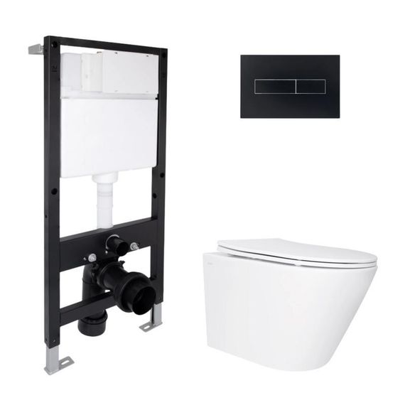 Готовое решение Qtap для ванной комнаты: подвесной унитаз Swan Ultra Quiet 485x360x320 + комплект инсталляции Standard (линейная