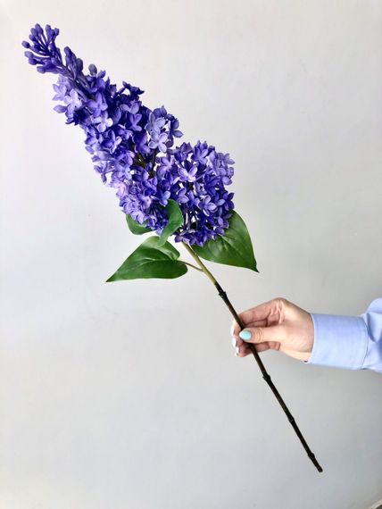 Сирень голубая латексная, премиум качество, искусственные цветы Real Touch, большая ветка 72 см