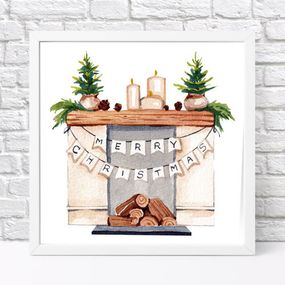 Постер в рамці Камин 30x30 см