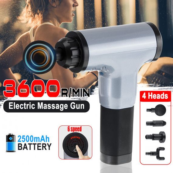 Портативний ручний м'язовий масажер для тіла Fascial Gun HG-320 Silver-Black | Зображення 5