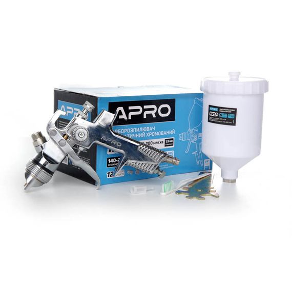 Фарборозпилювач HVLP Ø1,3 мм у/б пласт. 600 мл (хром) APRO 8500341 | Зображення 3