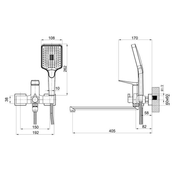 Змішувач для ванни Qtap Nando з довгим поворотним виливом і душовим гарнітуром QTNAN260CRM48652 Chrome | Зображення 1