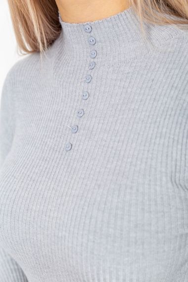 Водолазка жіноча в рубчик, колір світло-сірий, 204R044 | Зображення 4