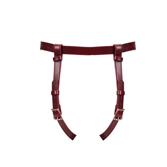 Шкіряні трусики для страпона Liebe Seele Wine Red Strap on Harness, універсальний розмір | Зображення 3