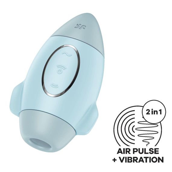 Вакуумний стимулятор з вібрацією Satisfyer Mission Control Blue, 2 незалежні мотори Sex Aura