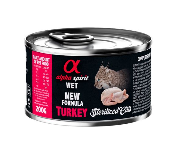 Корм Alpha Spirit Turkey Sterilized Cat влажный с индейкой для стерилизованных котов 200 гр