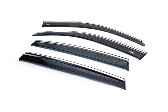 Ветровики с хром молдингом (4 шт, Niken) для Volkswagen Tiguan 2007-2016 гг | Зображення 6
