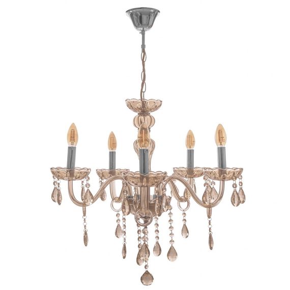 Люстра свеча подвесная хрустальная E14 40W CH (BCL-684S/5)
