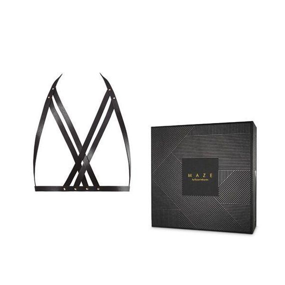 Портупея Bijoux Indiscrets MAZE — Halter Bra Harness Black | Зображення 1
