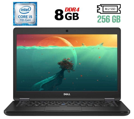 Ноутбук Б-класс Dell Latitude 5480 / 14" (1920x1080) IPS / Intel Core i5-7300U (2 (4) ядра по 2.6 - 3.5 GHz) / 8 GB DDR4 / 256 GB SSD M.2 / Intel HD Graphics 620 / WebCam / USB 3.1 / HDMI / Windows 10 б/у