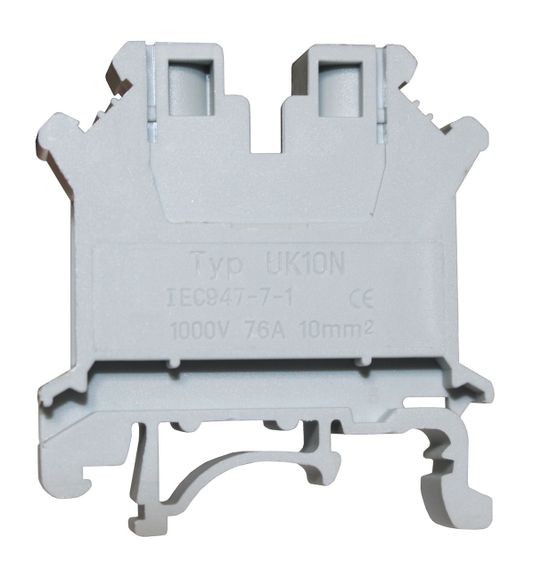 Клема КНГ-UK10 76А 0.5-10мм2 гвинтова сіра набірна на DIN-рейку без маркера без кришки Ny95505465 | Зображення 1