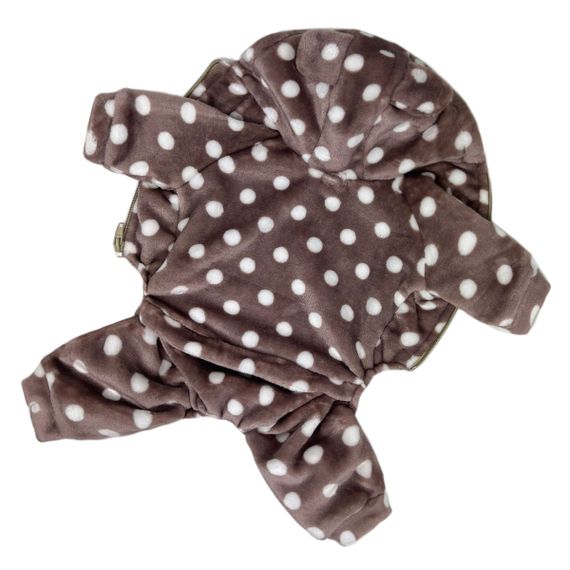 Костюм махровий горошок коричневий D-173 | Зображення 3