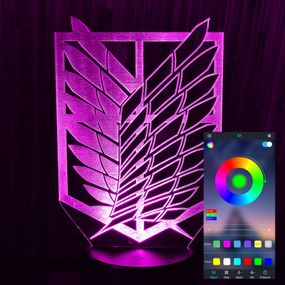 Акриловий світильник-нічник керування з телефона Битва Титанів Крила Свободи tty-n000767