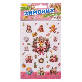 Детский набор зимних наклеек НС-В6-11-4, 2 листа, 28 наклеек