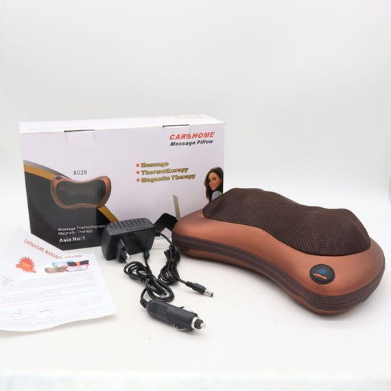 Масажна інфрачервона подушка (31х10х19 см) Massage Pillow 8028 / Роликовий масажер для спини та шиї з підігрівом | Зображення 9