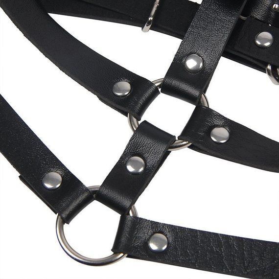 Портупея шкіряна Star Night Leather Chest Harness Straps чорний | Зображення 6