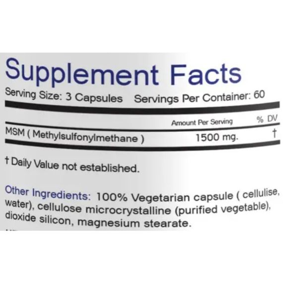 Препарат для суставов и связок Bionic Formula MSM 1500 mg 180 Caps | Зображення 1