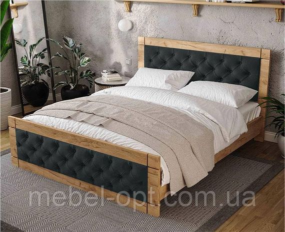 Ліжко Natali 140x200 см Дуб Тахо/велюр Dark Grey (темно сірий) вибір кольору оббивки | Зображення 5