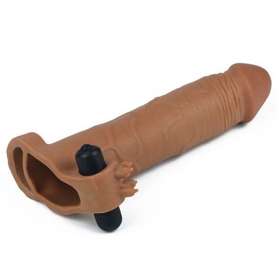 Насадка для увеличения пениса с вибрацией Add 3" Vibrating Penis Sleeve, Brown Sex Aura | Зображення 4