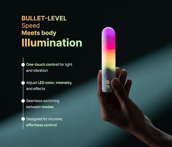Вибропуля с RGB-подсветкой и управлением через приложение Illumination The Bullet, белая, 9,7 × 2,8 Sex Aura | Зображення 4