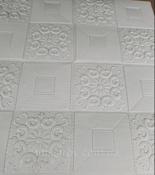 Самоклеющаяся 3D панель 700x700x6мм Белая плитка с узорами