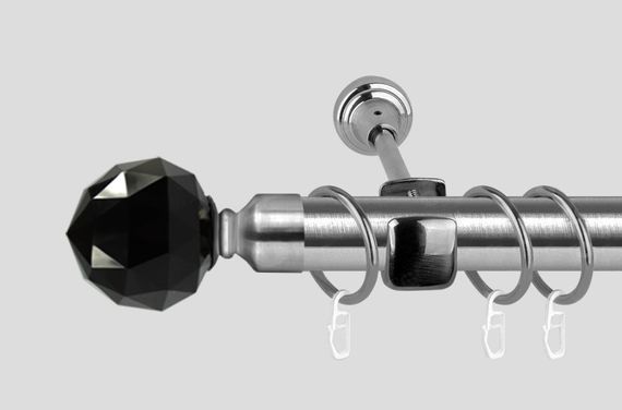 Карниз для штор однорядний металевий 19 мм, Чорний Кристал (комплект) Сталь 240 див.