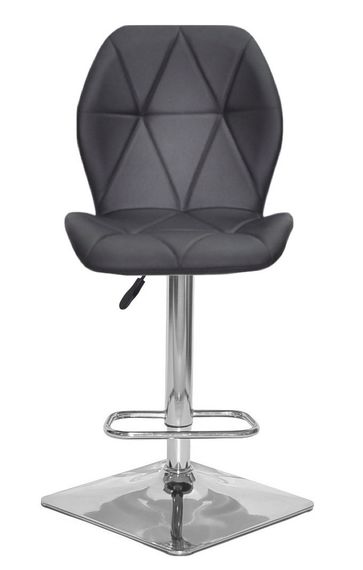 Барный стул с регулировкой высоты на хромированной квадратной ноге с подножкой Alby Bar 4-CH-Base Кожзам черный