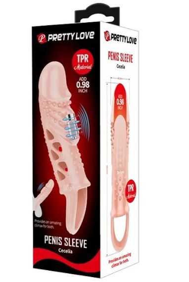 Удлиняющая насадка с вибростимуляцией ( на 2,5 см ) PRETTY LOVE - PENIS SLEEVE Cecelia Sex Aura | Зображення 9
