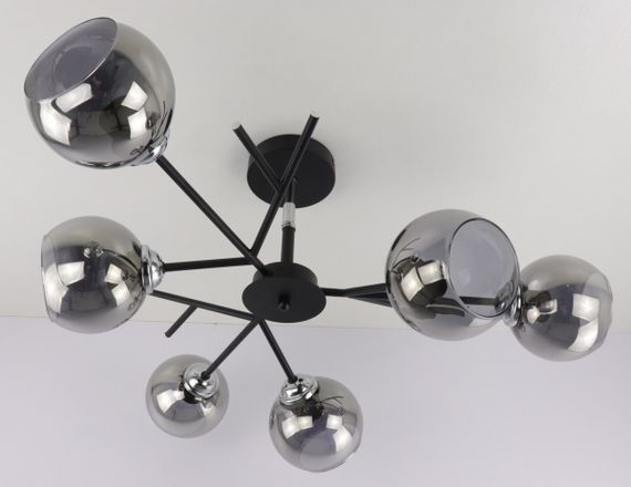 Люстра стельова на 6 лампочок 25021 Чорний 34х70х70 см. | Зображення 3