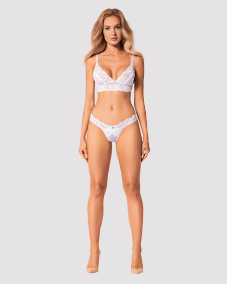 Комплект со стрингами Obsessive Heavenlly set Белый XL/2XL | Зображення 2