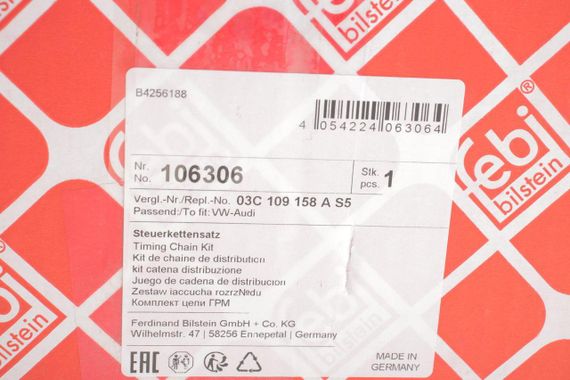 Комплект цепи ГРМ VW Golf V 1.4TSI, 10 03 - 02 09, 90 103 125kw, z=130 18 36 36  106306 | Зображення 1
