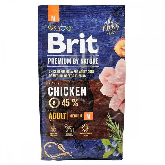 Корм сухий Brit Premium Dog Adult M для дорослих собак середніх порід вагою 10-25 кг з куркою 8 кг | Зображення 6