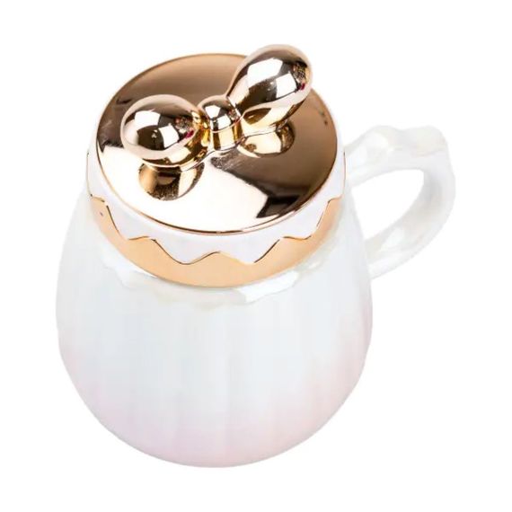 Чашка фарфоровая 500 мл с крышкой Розовая HP7194P | Зображення 2