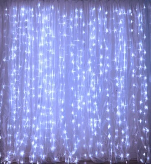 Новогодние гирлянды. Гирлянда водопад 320-400L 3x3м (10х32Ламп) Белая (7150) | Зображення 1