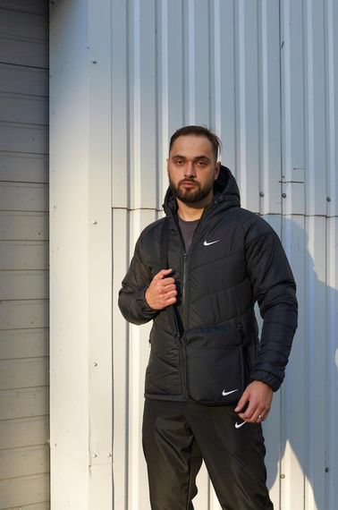 Комплект куртка Nike чорна + штани Nike. Барсетка Nike у подарунок! | Зображення 1