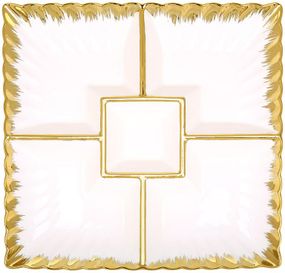 Блюдо-мінажниця порцелянове "Gold Luxury Star" 5ти секційне 32х32см, декор-золото