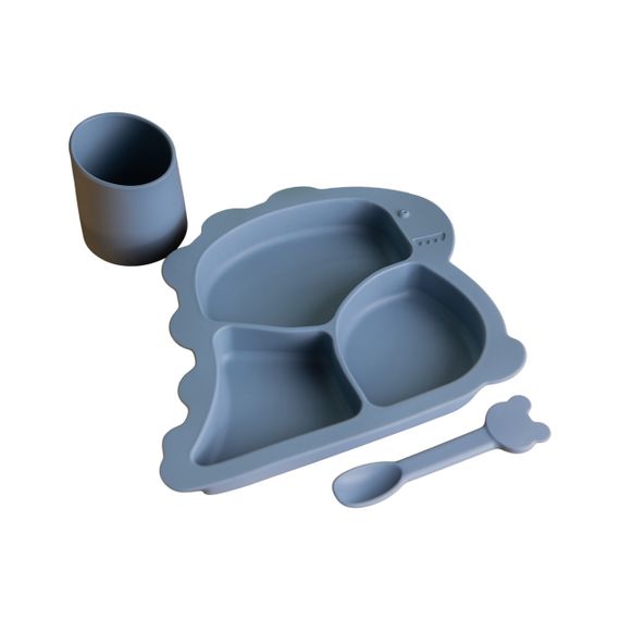 Дитячий набір силіконового посуду чашка/тарілка з трьома секціями/ложка Синій HP34545BL | Зображення 5