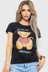 Футболка женская с принтом  цвет черный 190R101