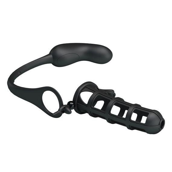 Насадка на член з анальною пробкою - Pretty Love Hercules Penis Sheath Black sexstyle | Зображення 2