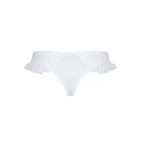 Трусики в горошок, з рюшами та шнурівкою Fatin Thong white L/XL - Passion | Зображення 5