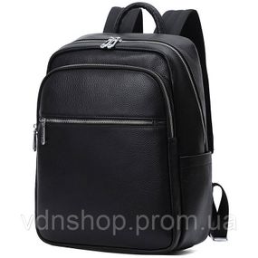 Чоловічий шкіряний рюкзак для поїздок та прогулянок 30х40х17, сумка на спину в офіс Tiding Bag 75362 чорна