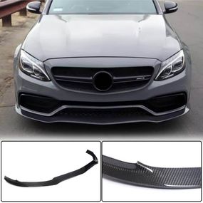 Накладка на передній бампер Lip V2 (для SD C63 AMG 2015-2019, Карбон) для Mercedes C-сlass W205 рр