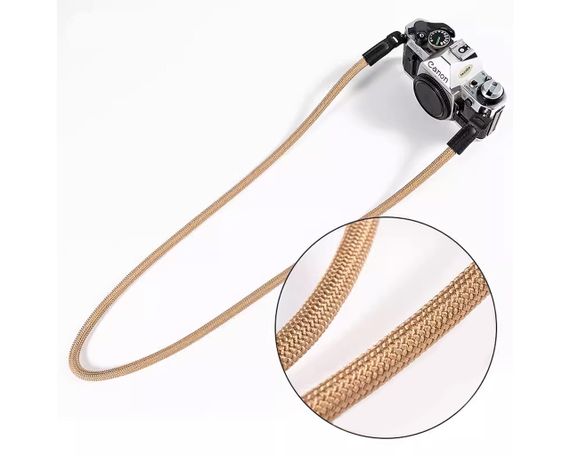 Ремень универсальный для фотоаппарата фотокамеры CAMERA STRAP нашейный плечевой из ткани бежевый
