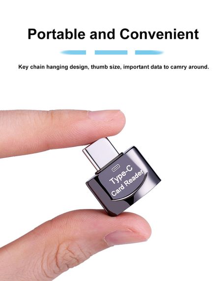 Кардридер с Type C на Micro-SD, TF, высокоскоростной. Черный | Зображення 2