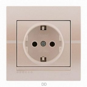 DERIY перлинно-білий металік Розетка внутрішня із заземленням Лезард