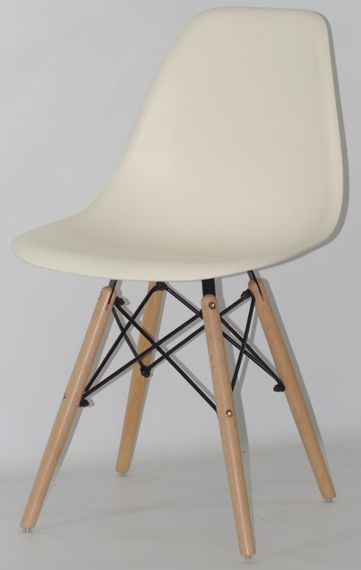 Стул обеденный пластиковый на буковых ножках Nik N Eames DSW, цвет сиденья Молочный 56