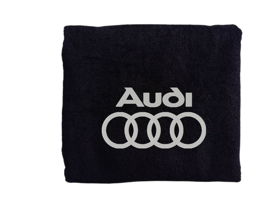 Рушник з вишивкою махровий банний 70*140 чорний автомобілісту Ауді Audi 00451