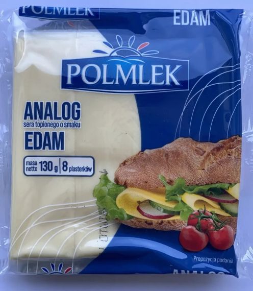 Сир порційний тостовий Polmlek Edam, 130 г, Польща, плавлений сир для тостів